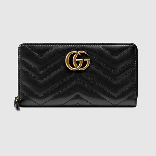2017年春夏新作 グッチ スーパーコピー* GGマーモント ラウンドジッパー長財布 443123 DRW1T 1000/pelle nera
